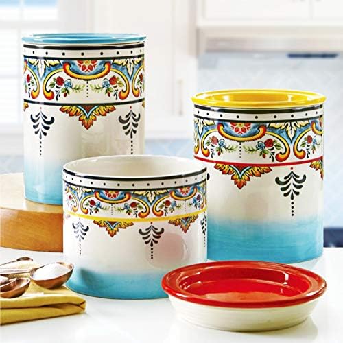 EuroCeramica Zanzibar Zanzibar-3pcs Canister, 3-Piece Set, Multicolor