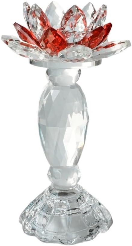 Crystal Lotus Candle Holder - Elegant Handcrafted Home Decor for Candles(Red)