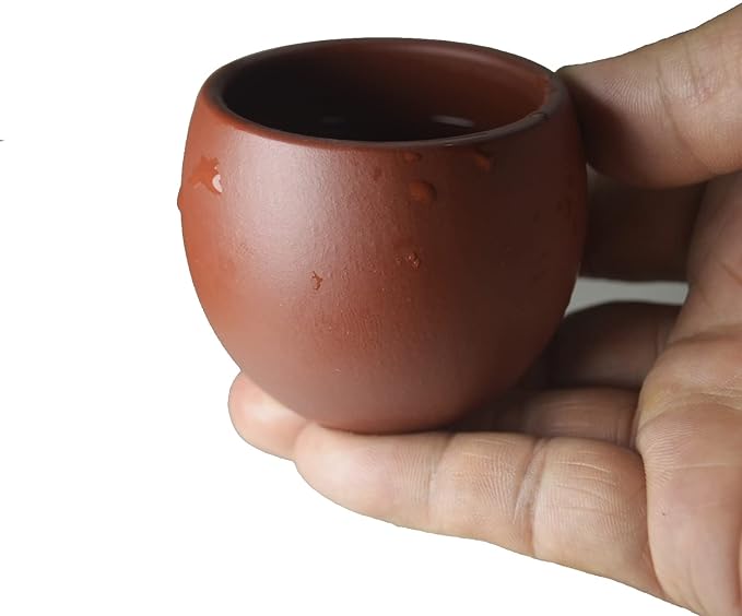 Teacup 2pcs Chinese Clay Genuine Red Dahongpao Zisha GongfuTea Cups 80ml (Round drum red)