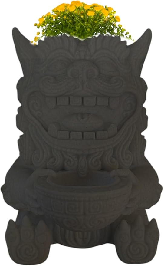 Wall Planter – Chinese Foo Lion Guardian Flower Pot, Hanging Dragon Dog Planter for Indoor & Outdoor Garden Decor, Unique Wall Art for Plants & Succulents (Black, Regular 5.8" Height)