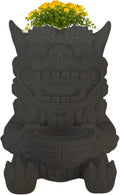 Wall Planter – Chinese Foo Lion Guardian Flower Pot, Hanging Dragon Dog Planter for Indoor & Outdoor Garden Decor, Unique Wall Art for Plants & Succulents (Black, Larger 8" Height)
