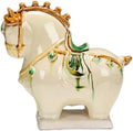 Home Decoration Sculpture Ceramic Horse Sculpture Desktop Ornament Asian Feng Shui Art Collectible White