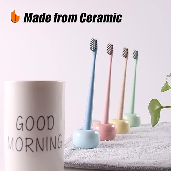 Urbanstrive Sleek Mini Ceramics Toothbrush Holder Stand for Bathroom Vanity Countertops, Black