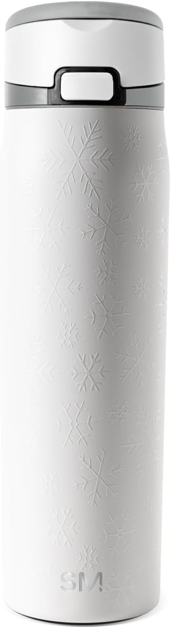 Simple Modern Mesa Loop | Christmas Water Bottle with Straw | 24oz Cup Holder Friendly Insulated Stainless Steel Bottles for Travel, School | Holiday Gifts for Women Men Her Him | Frosty Snowflakes
