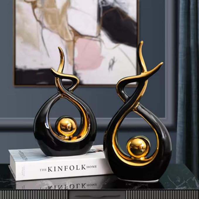 ELEGANTZ Abstract Art Ceramic Statues – Modern Shelf Decorations – Centerpiece Luxury Table Decorations for Living Room, Coffee Table, Office – Elegant Home - Ornaments for Home Decor - 1 Pc