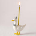 Mumufy Silly Goose Cake Candle Holders with Birthday Candle One Birthday Party Supplies Mini Cute Cake Topper Stand Candlestick for Kids Baby Shower Party Celebration, 3.15 Inch(Goose,Grey)