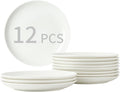 7 Inch Porcelain Small Dinner Plates Set of 12, White Appetizer Plates, Dessert Salad Plates, Ceramic Serving Dishes for Cake, Snack, Ice Cream, Waffles, Microwave, Oven, and Dishwasher Safe