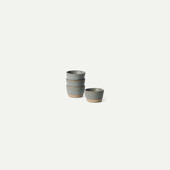Mora Nano Ramekins Set of 4, 2oz Ceramic Pottery Sauce Cups - Microwave, Oven and Dishwasher Safe - Peppercorn