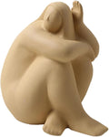 Abstract Art Character Statue Figurine Handmade Ceramic Sculpture Ornaments for Bookshelf Wine Cabinet Crafts Decoration (Yellow)