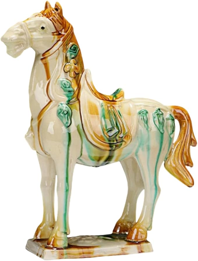 Sculpture Collectibles Chinese Feng Shui Ceramic Sculpture Silk Road Asian Art Decorative Ornaments White Horse