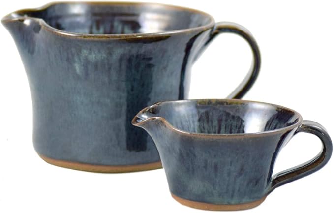 Modern Artisans American Made Stoneware Pottery Mixing Bowl with Handle in Midnight Blue (Mini Size 12 oz)