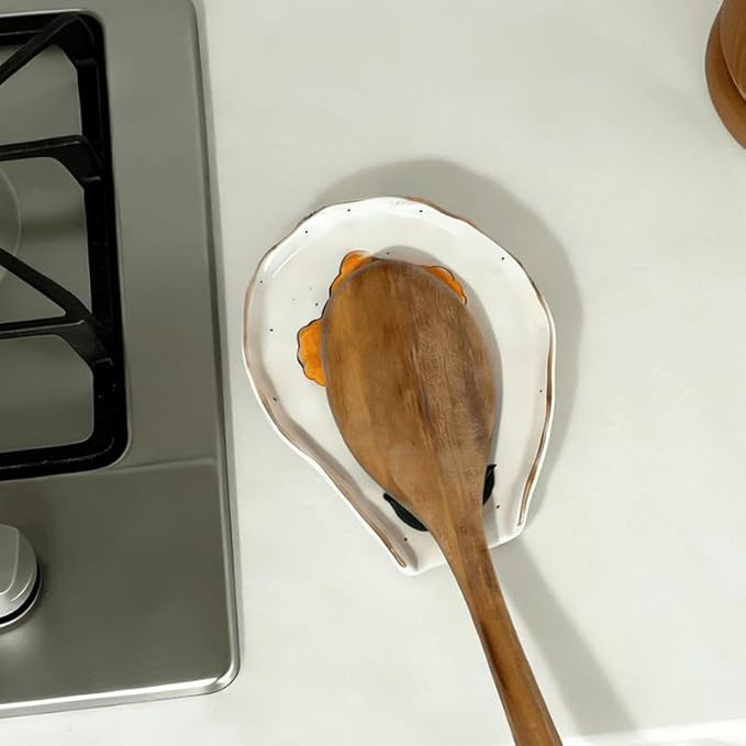 Hand-Painted Floral Ceramic Spoon Rest - Flower-Shaped Stove Top Holder & Jewelry Tray, Multifunctional Kitchen Decor & Unique Gift for Coffee Lovers & Home Chefs