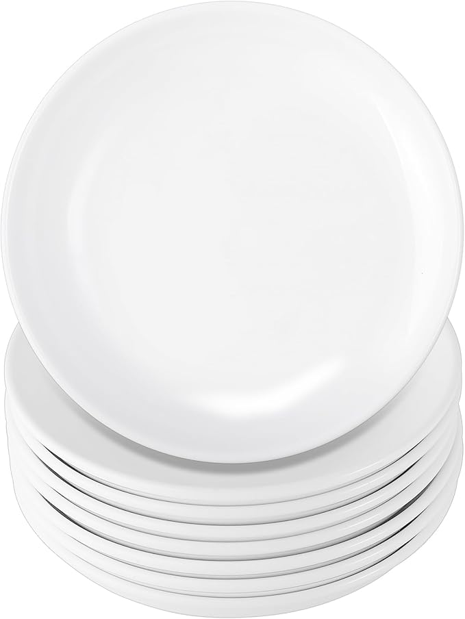 8 Pieces Ceramic Dessert Plates,6 inch White Appetizer Plates,Round Dessert Salad Plate,Porcelain Dinner Plate,Ceramic Serving Dishes for Appetizers Salad Cake, Microwave & Dishwasher Safe