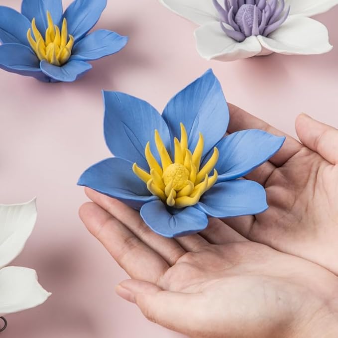 CEUYGT 3D Flower Wall Decor Handmade Ceramic Wall Art Hanging Sculpture Clematis 3.54" (Medium)