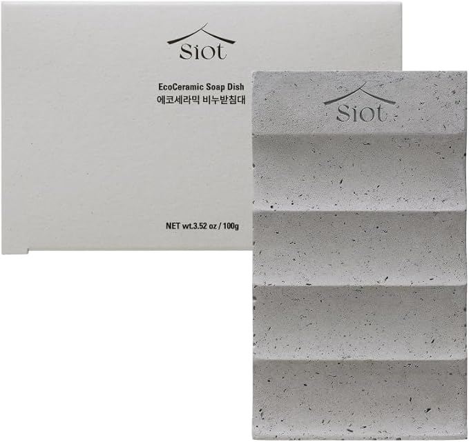 SIOT ECOCERAMIC SOAP Dish | Handmade Mineral Soap Holder | 100% Natural & Sustainable | Quick-Drying & Durable | Traditional Korean Design | Anti-Slip & Water-Resistant | 100g X 1EA