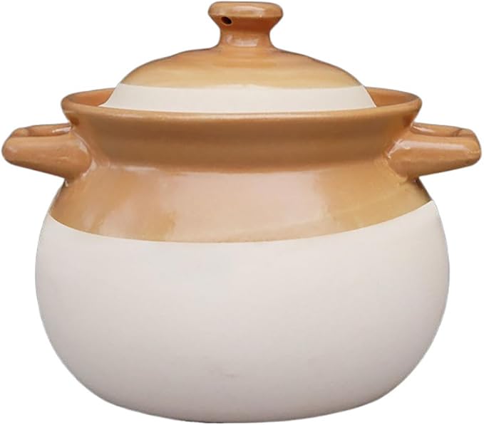 Clay Pot for Cooking with Lid Ceramic Cooking Pot Ceramic Cookware Heat-Resistant Casserole Dish with Lid Korean Stone Pot Cookware for Cooking Hot Pot Soup Meat Rice,5.5L