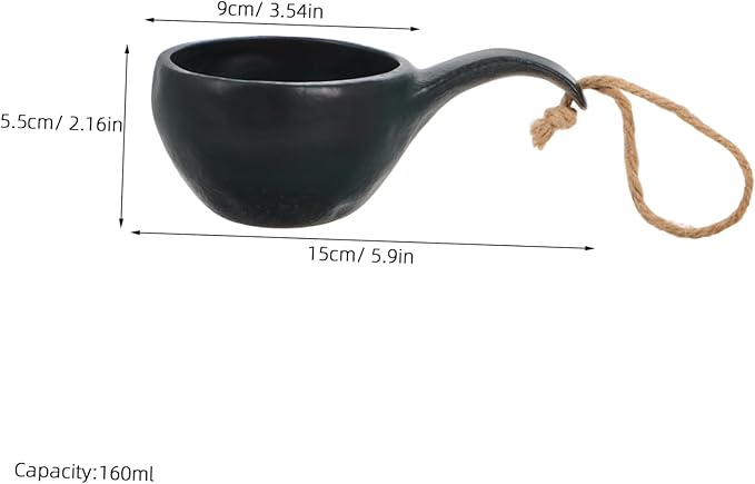 Vintage Japanese Ceramic Dessert Bowl Rustic Miso Rice Bowl for Soup Outdoor Camping Picnics Creative Serving Container with Handle
