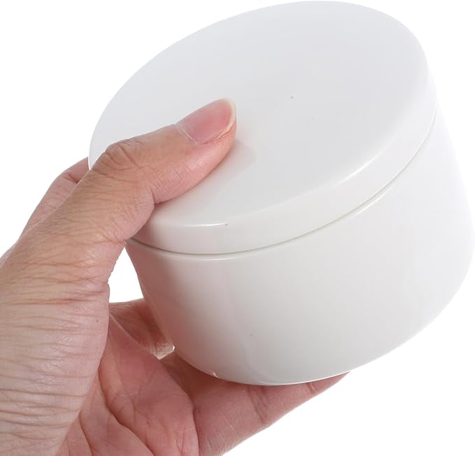 STOBAZA 3 Inch White Ceramic Jewelry Box with Lid, Small Round Porcelain Trinket Dish for Ring Earring, Minimalist Organizer Container for Vanity, DIY Paintable Favor for Wedding Valentine