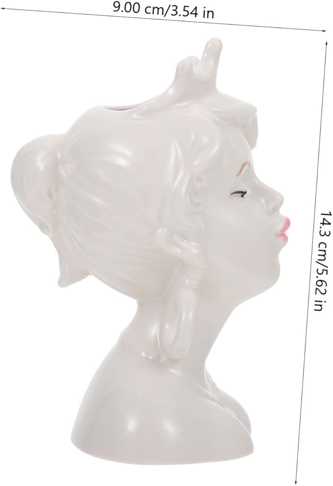 Creative Ceramic Human Face Vase Artistic Modern Minimalist Flower Pot for Indoor Home Decor and Flower Arrangements Unique Sculptural Face Modeling Adornment