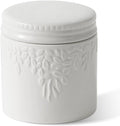 Toptier Butter Crock for Counter With Water Line, On Demand Spreadable Butter, Ceramic Butter Keeper to Leave On Counter, French Butter Dish with Lid (White Leaf)
