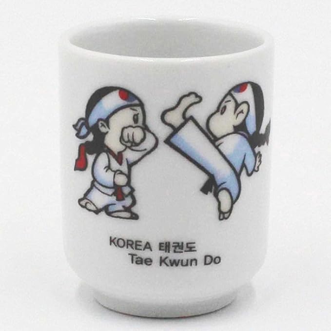 Korean Soju Shot Glass Set – 5 Piece Ceramic Pottery Cup for Whiskey Sake Vodka Alcohol Liquor w/Korea Traditional Illustration Paintings Gift Party Decoration Display Drinking Glasses