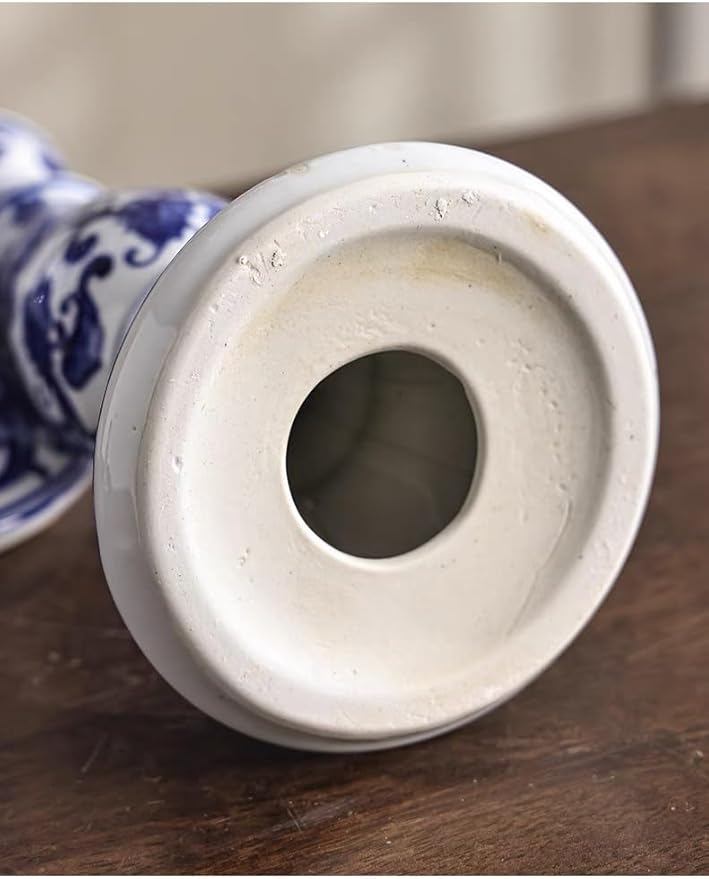 Blue and White Porcelain Ceramic House Candle Holder Chinese Traditonal Style Simple Home Candlestick Decoration Incense Stick (m)