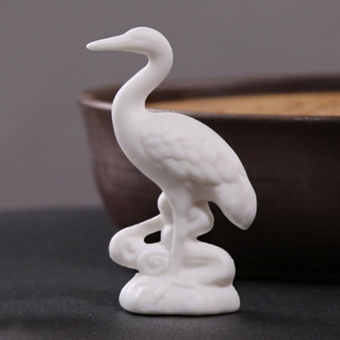 BESPORTBLE Ceramic Crane Figurine White Porcelain Decorative Ornament Stylish Asian Home Décor Accent Delicate Collectible Sculpture for Living Room Display
