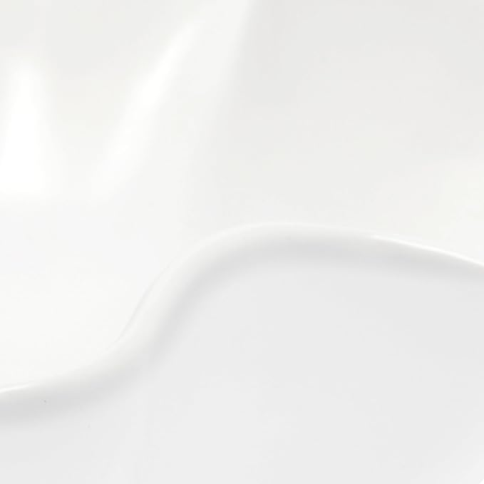 White Ceramic Wavy Edge Decorative Bowl - Modern Organic Sculptural Centerpiece for Coffee Table, Irregular Ripple Rim Display Bowl, Minimalist Home Decor Accent for Living Room Entryway 3.5H X 12D