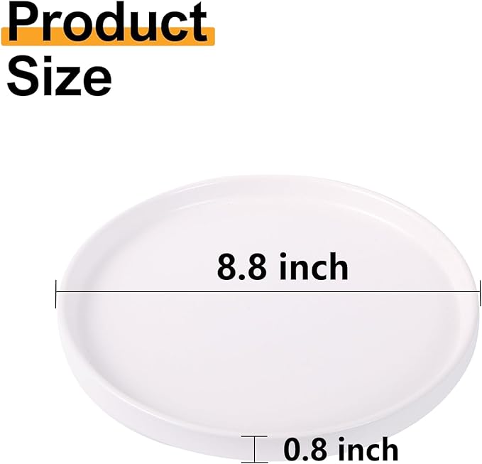 Matte White Round Ceramic Bathroom Tray - Vanity Tray for Bathroom Decorative, Jewelry Ring Dish, Comestic Holder, Kitchen Sink Countertop Organizer Plate Tealight Pillar Trays