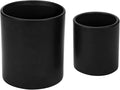 MyGift Set of 2 Black Ceramic Utensil Holder Kitchen Canister Cooking Tools Crock, Large and Small Countertop Silverware Caddy