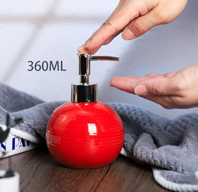123Arts Ceramic Retro Soap Dispenser with Pump Soap Bottle Lotion Bottle