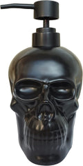 Ceramic Skull Soap Dispenser, Refillable Halloween Liquid Hand Soap Dispenser for Bathroom and Kitchen, Halloween Skull - Black