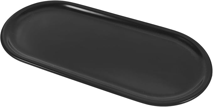 Garneck Ceramic Vanity Tray Small Oval Countertop Storage Tray Black Bathroom Organizer Cosmetic Container Jewelry Holder for Entryway and Dresser