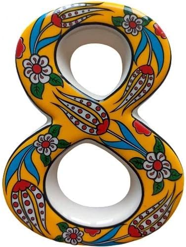 Large Ceramic Housewarming Sign Ceramic Address Plaque House Numbers Sign Door Personalized Coloured Decorative Hand Decoratede Housewarming Gifts Tulip Design 12 * 9 cm (Yellow, 8)