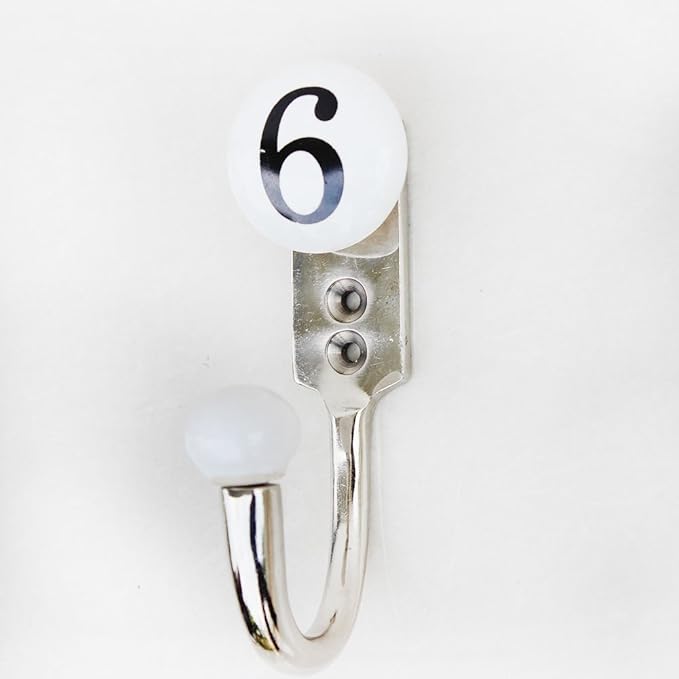 IndianShelf 1 Piece Ceramic, Zinc Decorative Cute Hooks for Hanging Coats, Jackets, Leash, Hat, Towel, Backpack, Purse, Handbag (White)