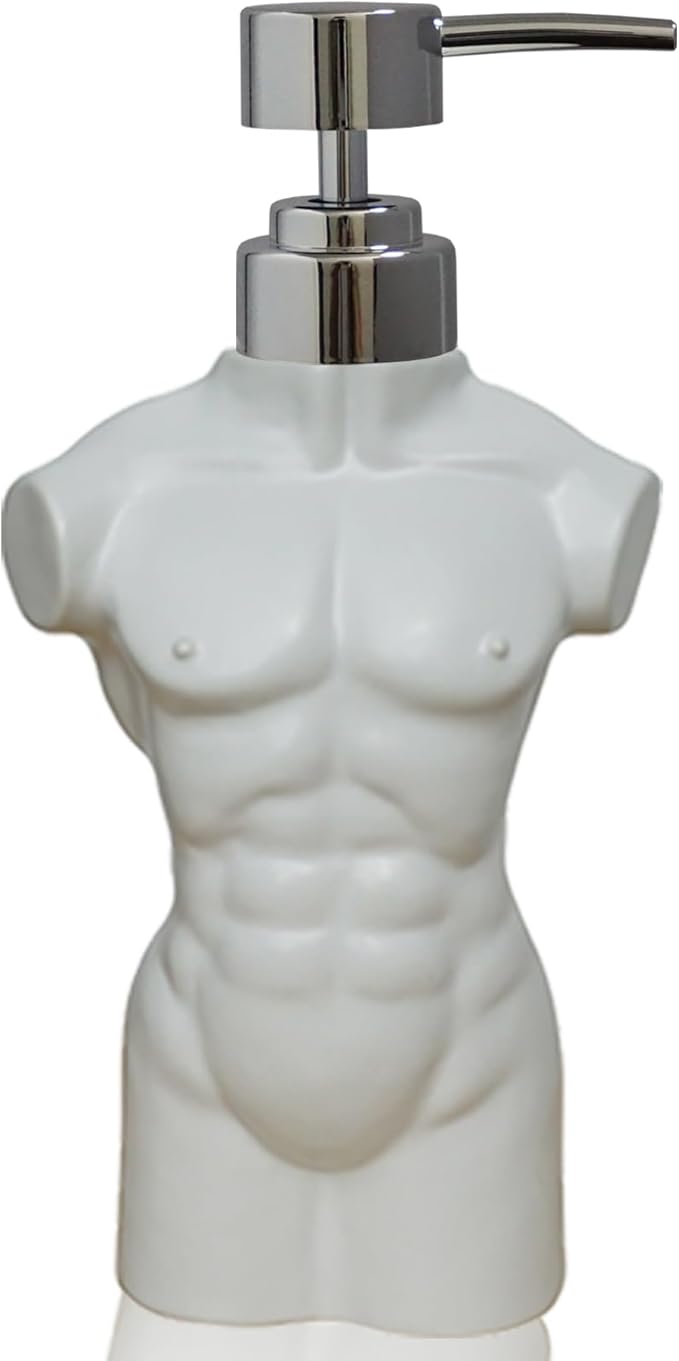 Ceramic Boy Soap Dispenser Refillable Liquid Hand Soap Dispenser for Bathroom or Kitchen (White)