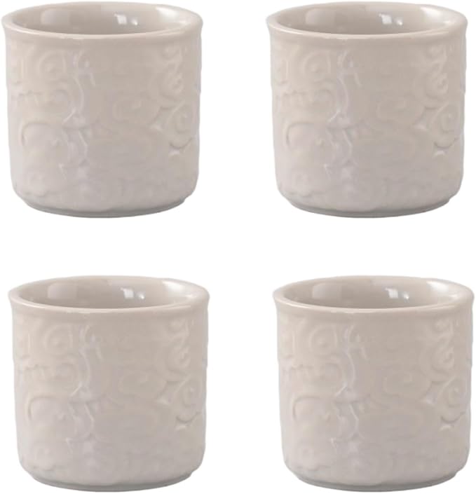 Ceramic Espresso Cups Set of 4-3oz Demitasse Cups for Coffee & Tea, No Handles, Durable & Dishwasher Safe (Grey white, Large)