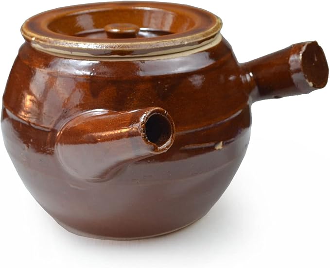 Casserole Clay Pot 60oz Heat-resistant Handmade Earthen Cooking Serving with Lid Soup Spout (1800ml brown)