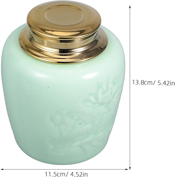 IMIKEYA Ceramic Tea Canister with Lid Vintage Asian Style Airtight Household Kitchen Storage Jar for Loose Leaf Tea