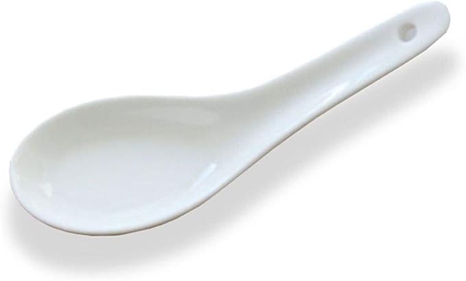 LeBlue 6-Pack Asian Chinese Reusable Dishwasher Safe Small Wonton Won Ton Soup Spoons, White Bone China Porcelain Ceramics