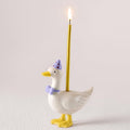 Mumufy Silly Goose Cake Candle Holders with Birthday Candle One Birthday Party Supplies Mini Cute Cake Topper Stand Candlestick for Kids Baby Shower Party Celebration, 3.15 Inch(Goose,Purple)