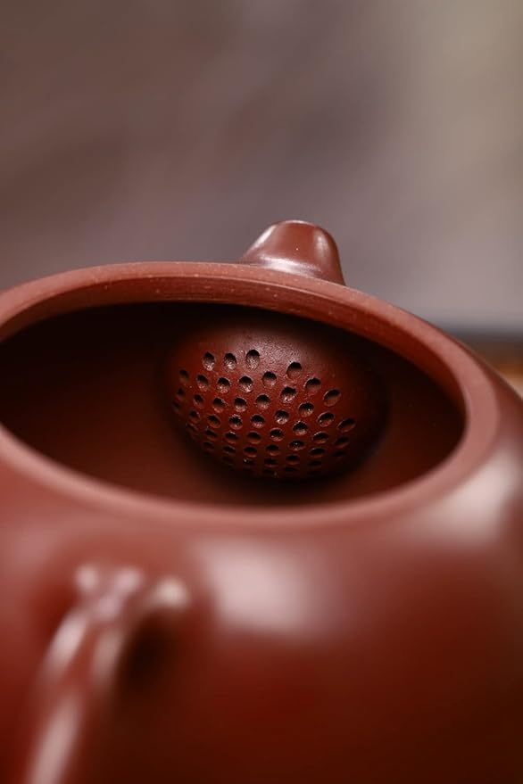 Xishi Teapot Chinese Zisha Clay Pot Ceramics Purple Sand Dahongpao Mud Kungfu Tea Set Kettle Spherical Filter (Red 150ml)
