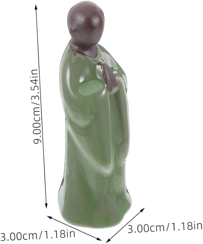 Milisten Ceramic Monk Figurine for Home Decor Miniature Zen Statue Bonsai Plant Design Asian Sculpture for Indoor Meditation and Feng Shui
