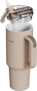YOGI Ceramic Lined Metal Allergy Safe 30oz Tumbler with Handle and Straw Leakproof Flip & Sip Lid Vacuum Insulated Stainless Steel Travel Cup for Iced Coffee Water and All-Day Hydration 30oz Driftwood