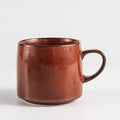 12oz Japanese Minimalistic Asian Aesthetic Rustic Handmade Ceramic Pottery Coffee Mug, Lead-Free Glaze Artisanal earthen Tea Mug, Sturdy Tea cup with handle, Handmade stoneware mugs for office (Red)