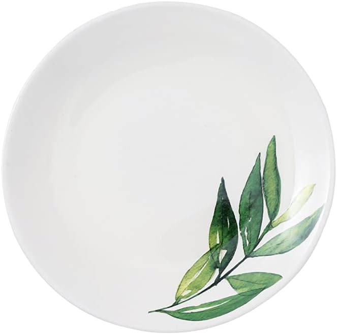 6 Inch Set of 4 Assorted Designs, Porcelain Plates With Plant Patterns, Ceramic Dessert Plates, Dishware for Sandwiches Salad Pasta,Microwave Oven Dishwasher Safe