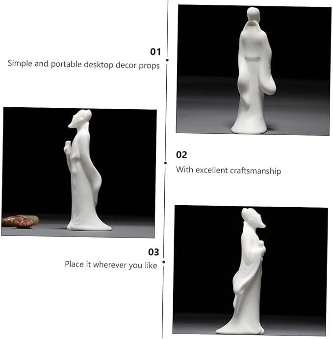 jojofuny Figurine Ceramic Sculpture White Porcelain Fish Tank Ornament Desktop Home Aquarium Decoration