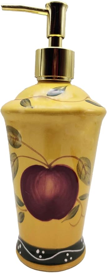 ACK Ceramic Hand Painted Tuscany Fruit Décor Refillable Soap Dispenser,Lotion Jar, Kitchen Décor, Bathroom Décor