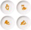 4pcs Ceramics Shiba Dog Seasoning Dishes Dipping Appetizer Plates