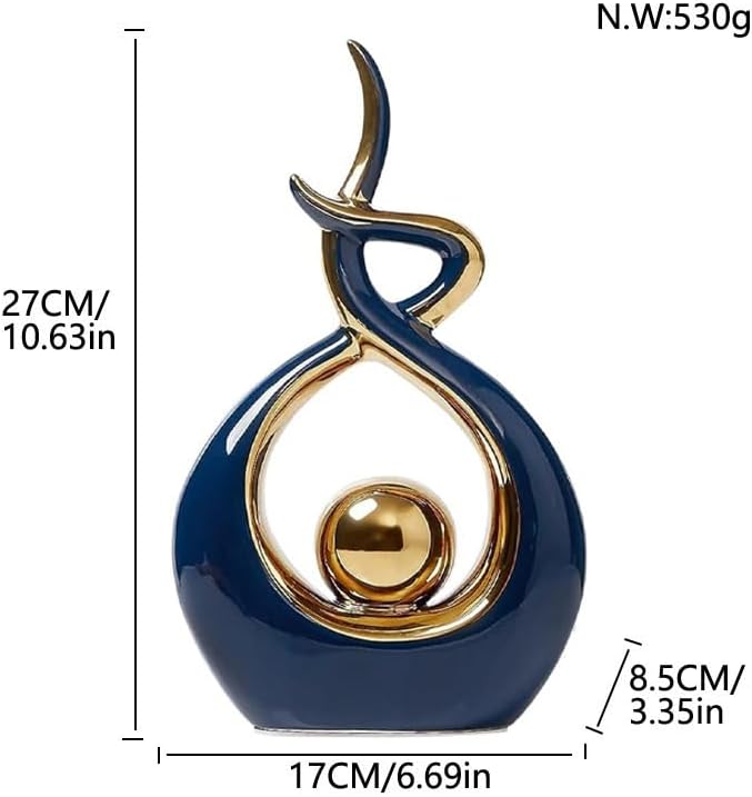 ELEGANTZ Abstract Art Ceramic Statues – Modern Shelf Decorations – Centerpiece Luxury Table Decorations for Living Room, Coffee Table, Office – Elegant Home - Ornaments for Home Decor - 1 Pc